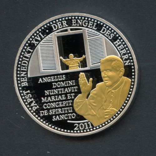 2011 Medaille Papst Benedikt XVI. Engel des Herrn teilvergoldet PP