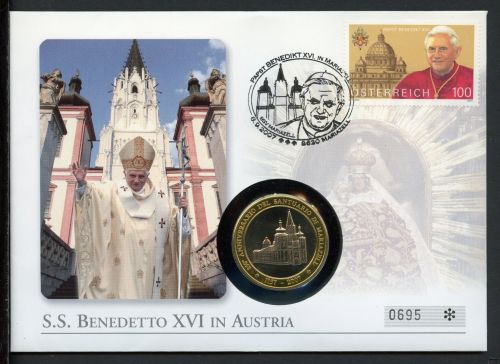Österreich Numisbrief 2007 Medaille Papst Benedikt XVI. in Österreich