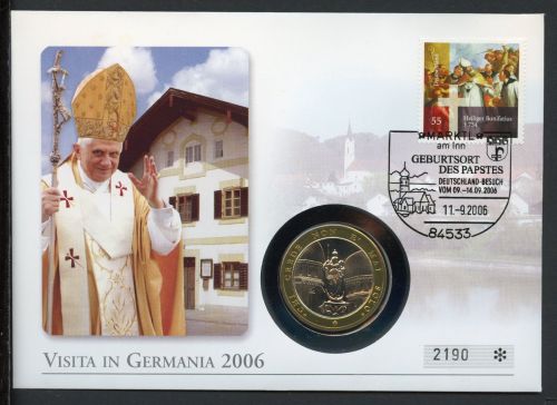 Bund Numisbrief 2006 Medaille Papst Benedikt XVI. Besuch in Deutschland