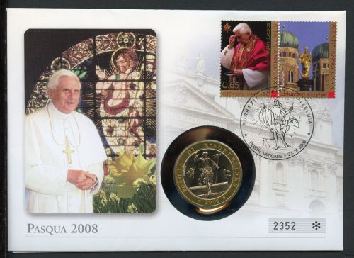 Vatikan Numisbrief 2008 Medaille Papst Benedikt XVI. Pasqua 2008