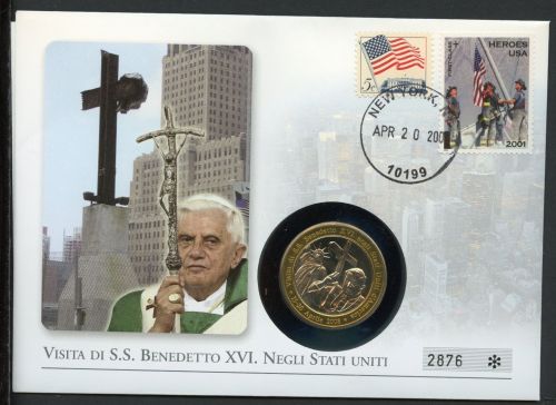 USA Numisbrief 2002 Medaille Papst Benedikt XVI. besucht USA