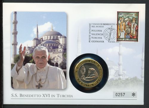 Vatikan Numisbrief 2007 Medaille Papst Benedikt XVI. besucht die Türkei