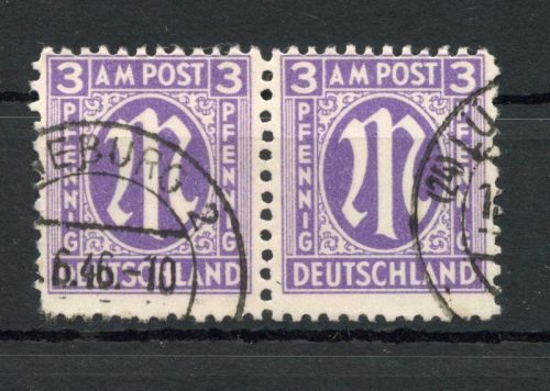 Bi-Zone AM Post MiNr. 17 b C gestempelt waag. Paar, geprüft Hettler