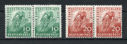 Bi-Zone MiNr. 106-107 postfrisch waag. Paare, Deutschlandfahrt