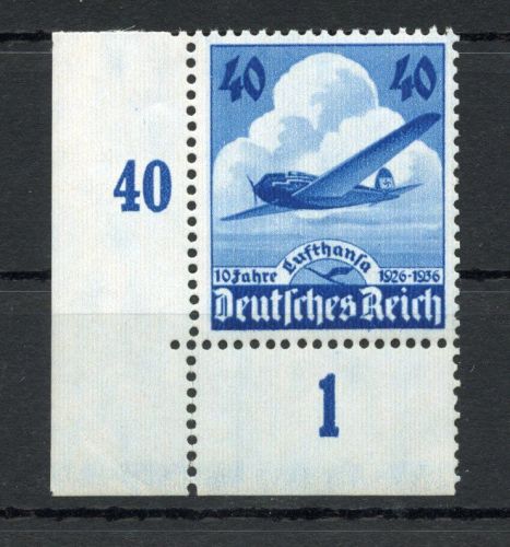 Deutsches Reich MiNr. 603 Eckrand ul postfrisch 10 Jahre Lufthansa