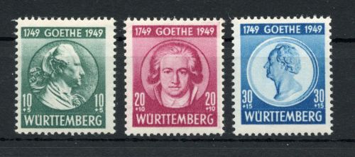 franz. Zone Württemberg MiNr. 44-46 postfrisch Goethe