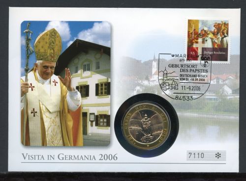 Vatikan Numisbrief 2006 Medaille Papst Benedikt XVI. Deutschlandbesuch