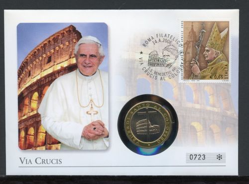 Italien Numisbrief 2006 Medaille Papst Benedikt XVI. Kreuzweg