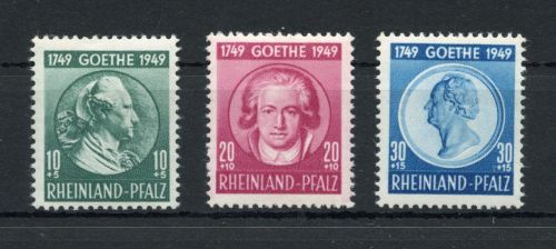 franz. Zone Rheinland Pfalz MiNr. 46-48 postfrisch Goethe