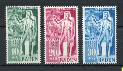 franz. Zone Baden MiNr. 50-52 II postfrisch