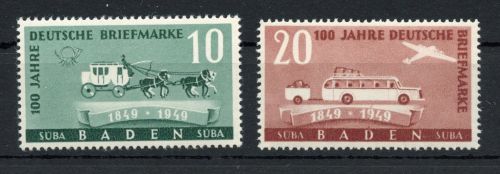 franz. Zone Baden MiNr. 54-55 postfrisch 100 J. dt. Briefmarke