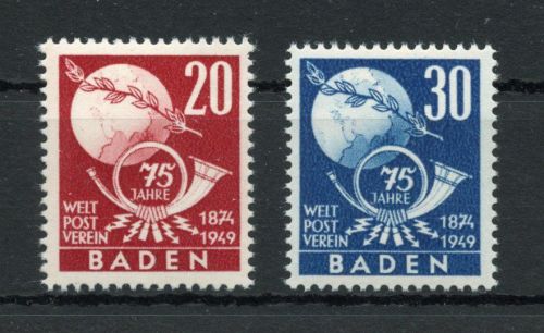 franz. Zone Baden MiNr. 56-57 postfrisch 75 J. Weltpostverein