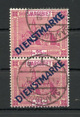 Saargebiet Dienstmarke MiNr. 14 I+II gestempelt Fotoattest Geigle
