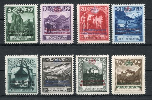 Liechtenstein Dienstmarken E MiNr. 1-8 postfrisch Attest Sorani