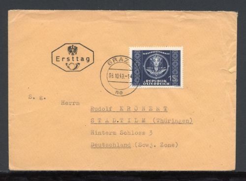 Österreich MiNr. 943-945 Ersttagsbriefe/ FDC Weltpostverein