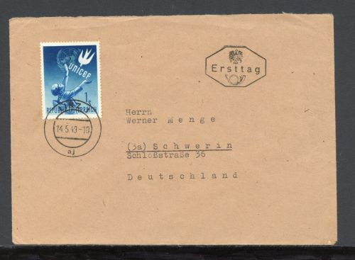 Österreich MiNr. 933 Ersttagsbriefe/ FDC Unicef, Ankunftsstempel