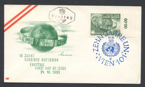 Österreich MiNr. 1022 Ersttagsbriefe/ FDC Vereinte Natonen