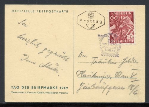 Österreich MiNr. 946 Ersttagsbriefe/ FDC Tag der Briefmarke als Karte