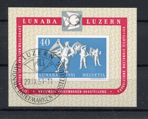 Schweiz MiNr. Block 14 Ersttagssonderstempel Lunaba 1951, Fotobefund