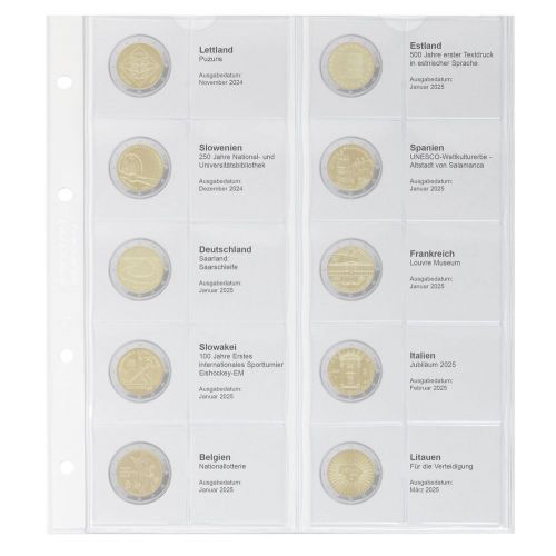 Lindner Karat Vordruckblatt für 2 Euro-Gedenkmünzen 1118-42 Neu