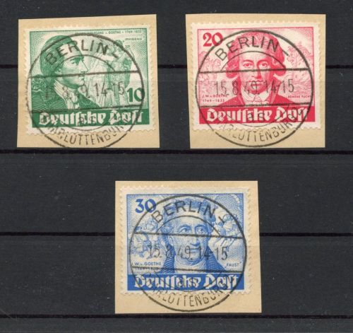 Berlin MiNr. 61-63 Briefstück mit Vollstempel, Goethe