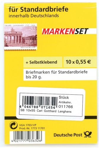 Bund Markenheftchen MiNr. MH 70 SB cb Label C postfrisch Stand: 1/2008