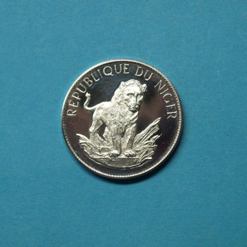 Niger 1968 10 Francs "Löwe" Silber PP