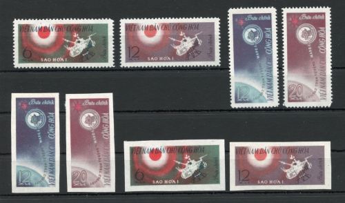 Vietnam MiNr. 258-261 + 258-261U ohne Gummi Weltraum