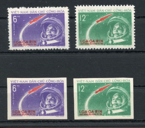 Vietnam MiNr. 166-167 + 166-167 U ohne Gummi Raumfahrt