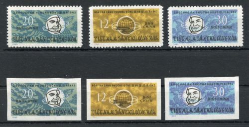 Vietnam MiNr. 265-267 + 265-267 U ohne Gummi Raumfahrt