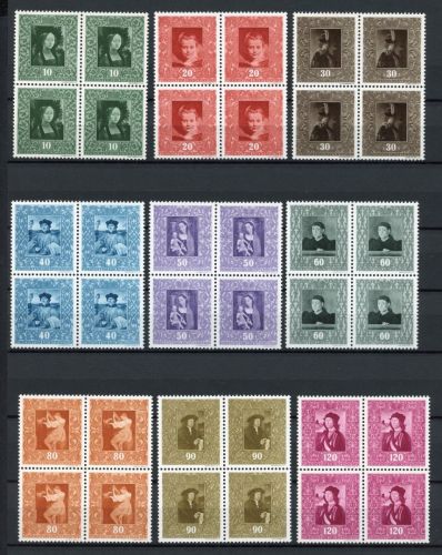 Liechtenstein MiNr. 268-276 postfrisch 4er Blöcke