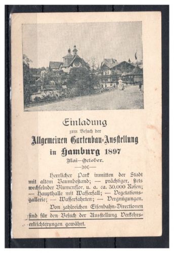 AK Hamburg 1897 Einladung Gartenbau-Ausstellung in Hamburg