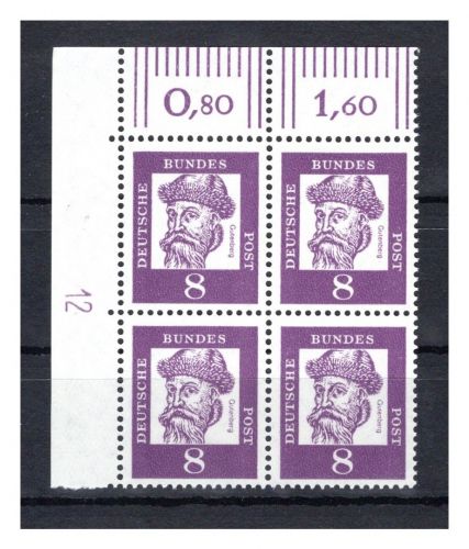 Bund MiNr. 349 y DZ postfrisch im 4er Block Eckrand