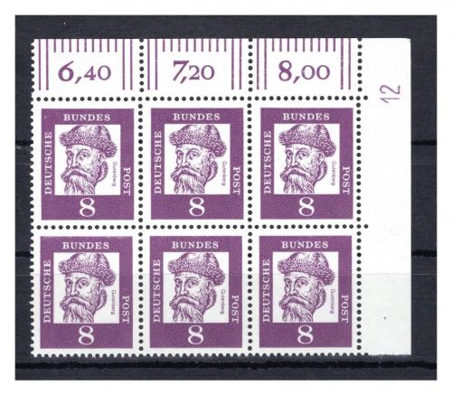 Bund MiNr. 349 x DZ postfrisch im 6er Block Eckrand