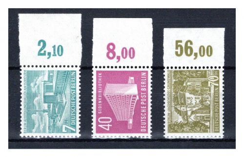 Berlin MiNr. 121-123 Oberrand postfrisch 122 + 123 BBP geprüft