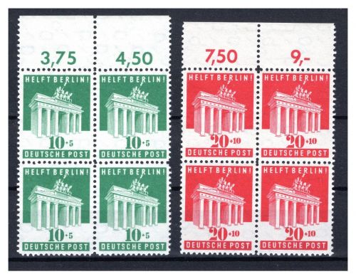 Bizone MiNr. 101-102 postfrisch als 4er Blöcke