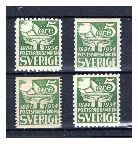 Schweden MiNr. 220 I, II A, II/AI, IIB postfrisch