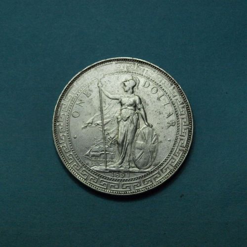 Großbritannien 1897 1 Handelsdollar 900er Silber