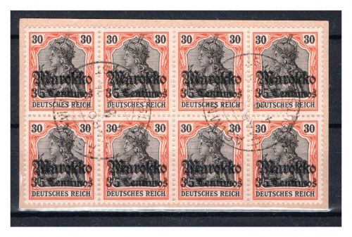 APA Marokko MiNr. 51 x Briefstück als 8er Block Stempel Asimmar