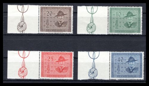Liechtenstein MiNr. 315-318 postfrisch Falz im Bogenrand, Baden Powell