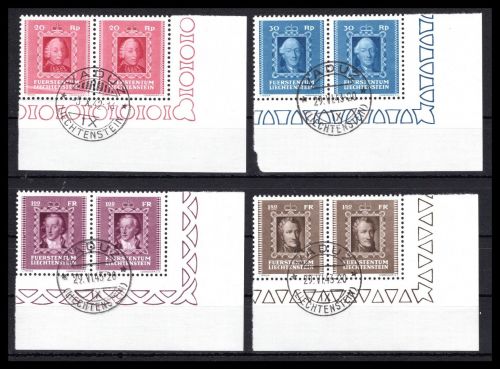 Liechtenstein MiNr. 207-210 gestempelt waag. Paare Eckrand