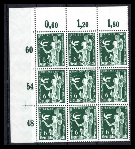 Deutsches Reich MiNr. 622 postfrisch als 9er Block Eckrand ol