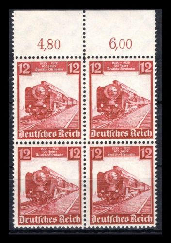 Deutsches Reich MiNr. 581 postfrisch als 4er Block Oberrand