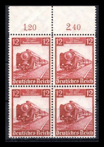 Deutsches Reich MiNr. 581 postfrisch als 4er Block Oberrand