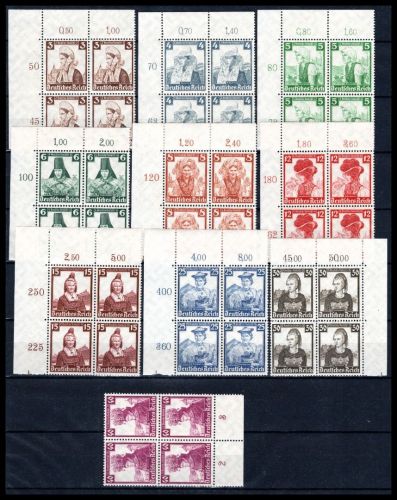 Deutsches Reich MiNr. 588-597 postfrisch 4er Blöcke
