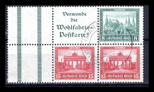 Deutsches Reich Zusammendrucke MiNr. W 38 gestempelt