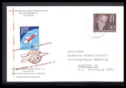 Bund Raketenpost 1961 Versuchsstart Spezialrakete 1a, Neuversuch