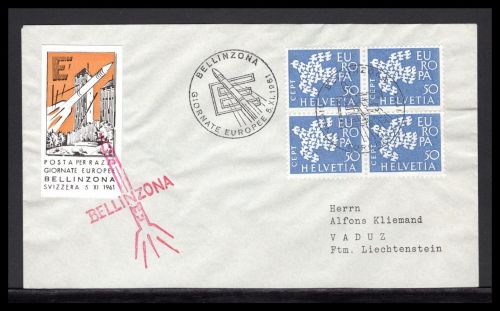 Schweiz Raketenpost 1. amtl. Schweizerischer Postraketenflug 5.11.1961
