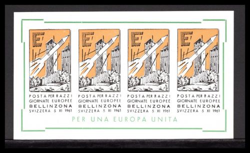 Schweiz Raketenpost postfrisch Vignettenblock Bellinzona 5.11.1961