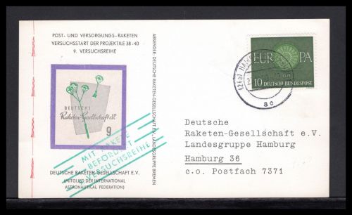 Bund Raketenpost DRG Versuchsstart Projektile 38-40, 9 Versuchsreihe